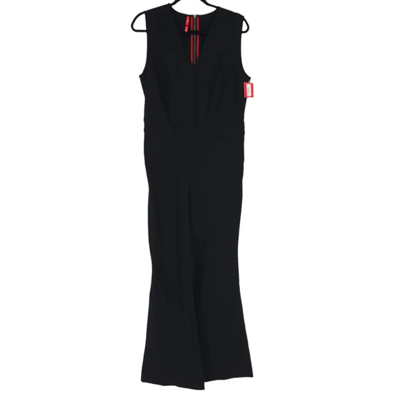 SPANX Pants - SPANX Perfect Jumpsuit Black V Neck Sleeveless One Piece Ponte Flare Pants NWT